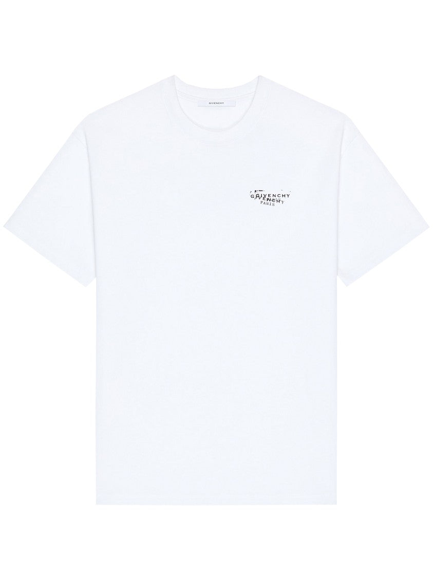 Givenchy White Regular Fit Distressed Text T-Shirt