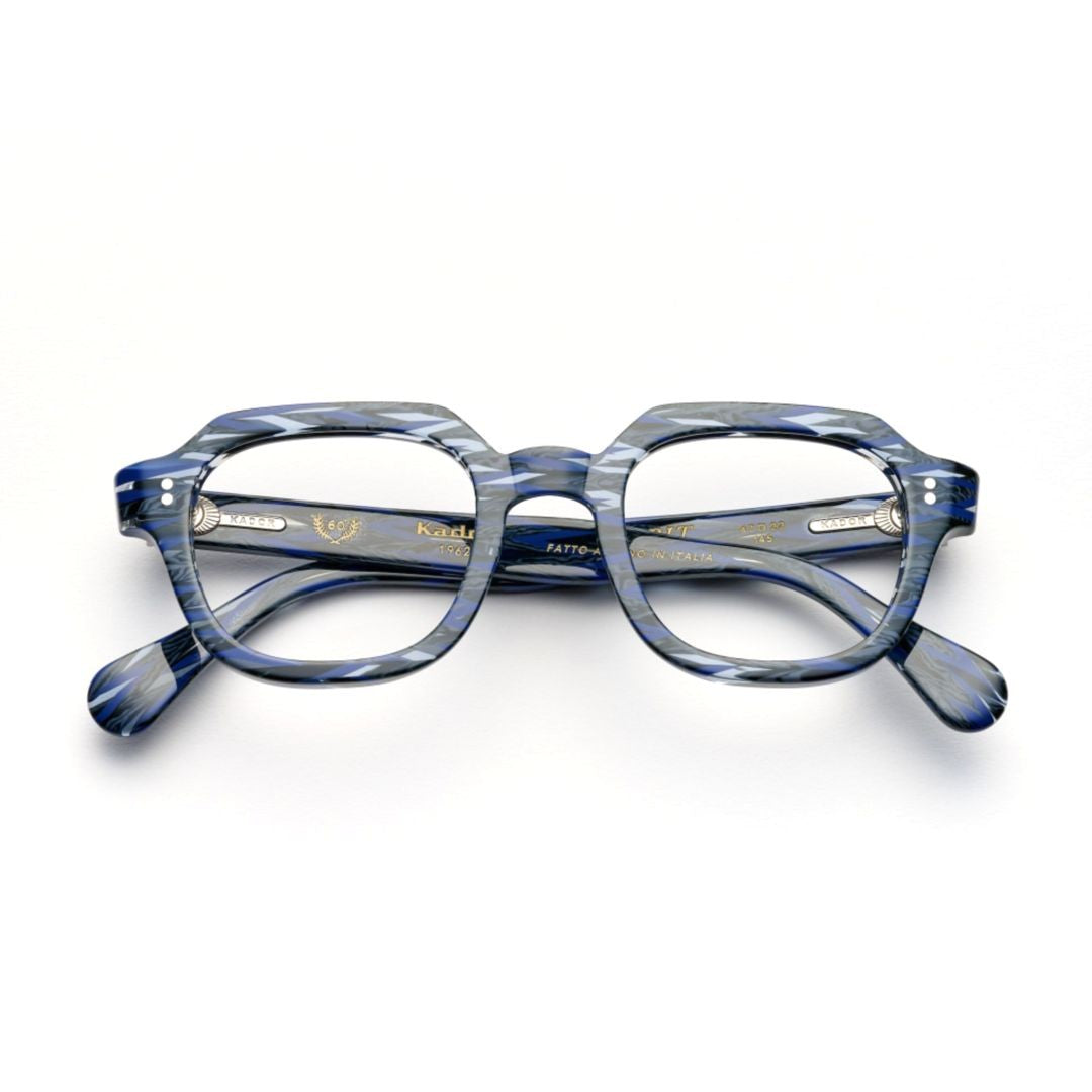 Kador Orbit Special-V Geometric Frame Sunglasses With Marbled Blue Design