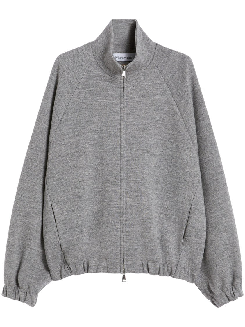Max Mara High-Collar Light Grey Zip-Up Jacket