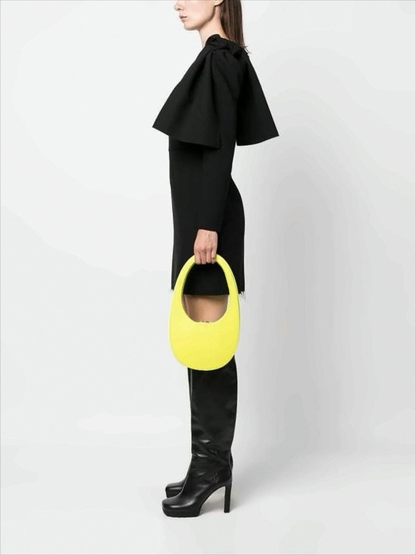 Coperni Crescent-Shaped Yellow Leather Tote Bag