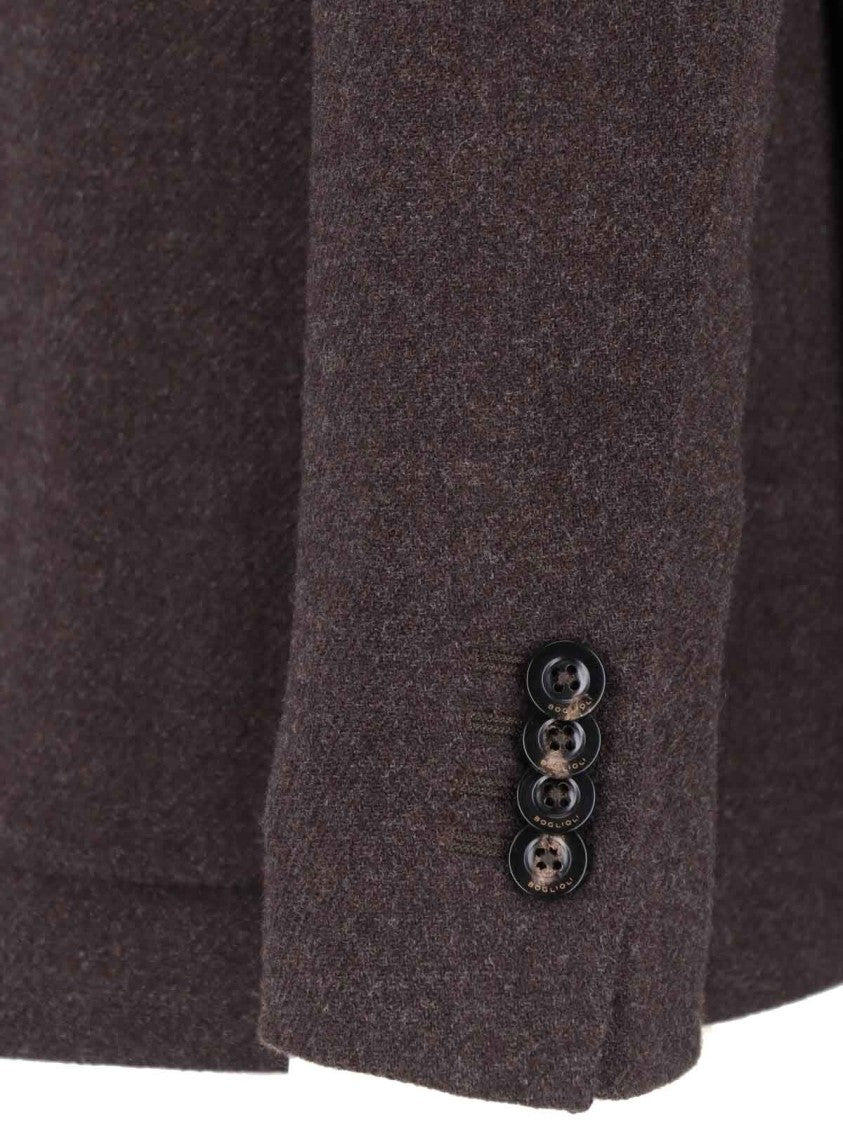Boglioli Brown Wool-Blend Double-Breasted Notch Lapel Blazer