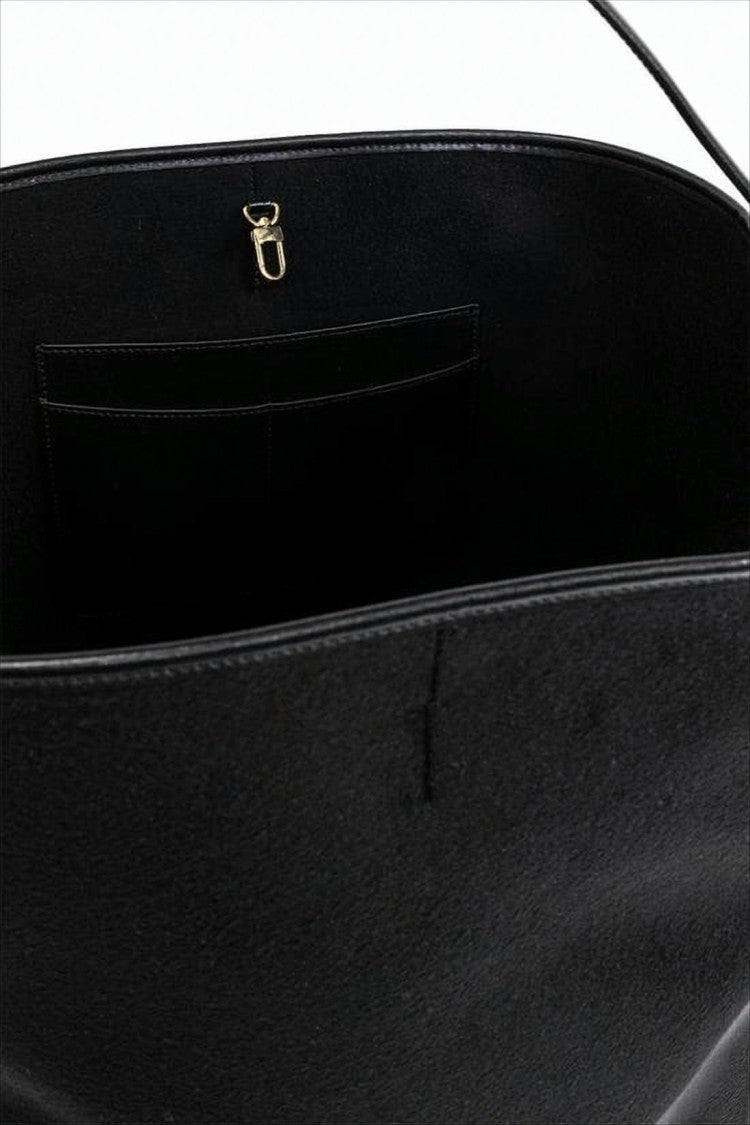 Totême Structured Wool Shoulder Bag With Smooth Leather Base