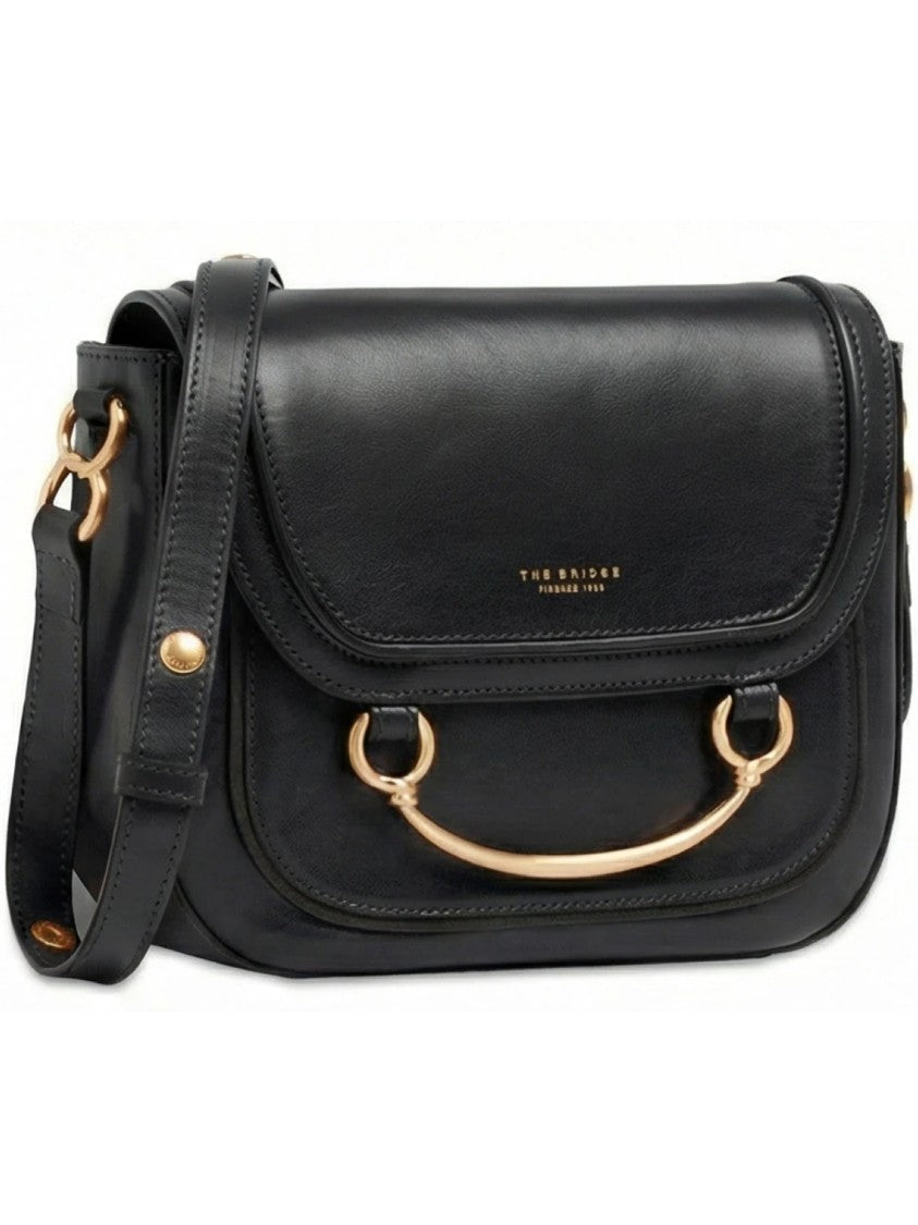 The Bridge Black Crossbody Structured Leather Satchel