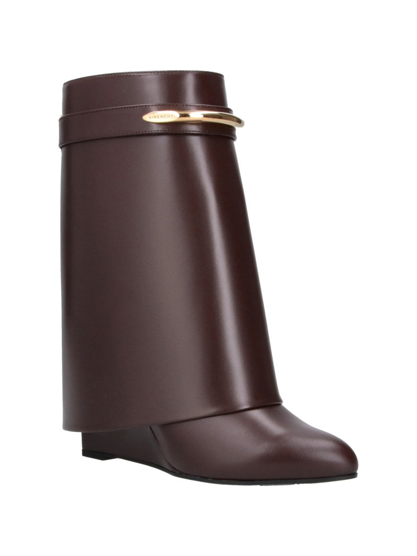 Givenchy Brown Shark Pinch Gold Detail Calf Leather Ankle Boots