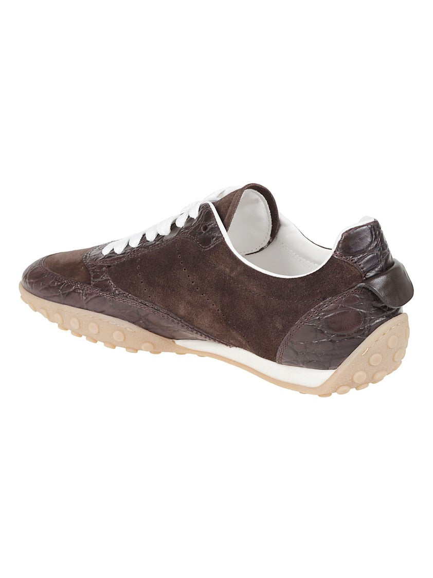 Tod's 13M Textured Crocodile-Accented Calf Leather Sneakers