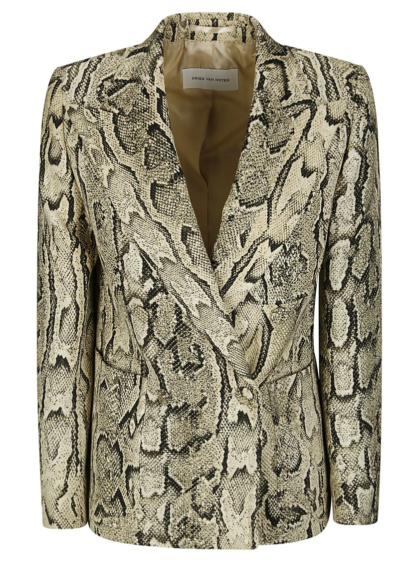 Dries Van Noten Snakeskin Blazer With Peak Lapels
