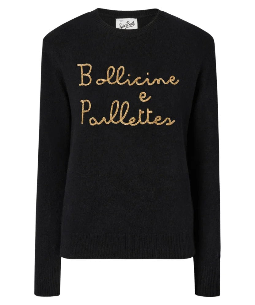 Mc2 Saint Barth Classic Round Neck Pullover With Gold Embroidery