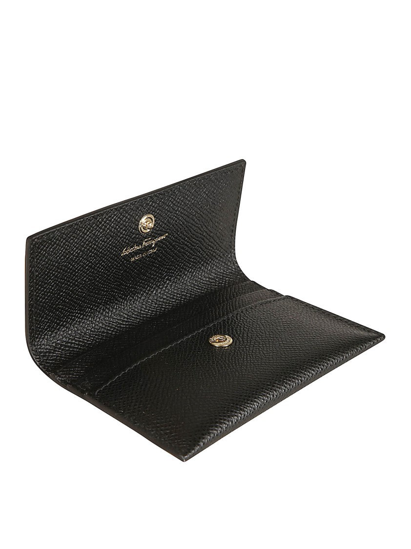 Ferragamo Grained Calf Leather Wallet With Foldover Top