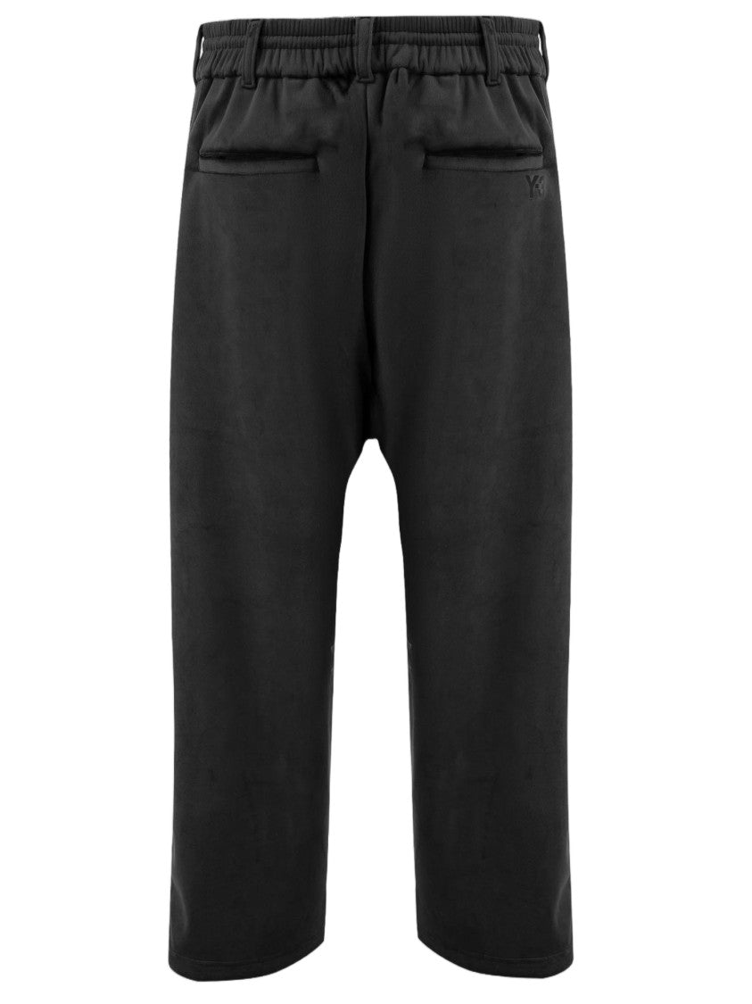 Y-3 Black Embroidered Logo Stretch Velvet Pants