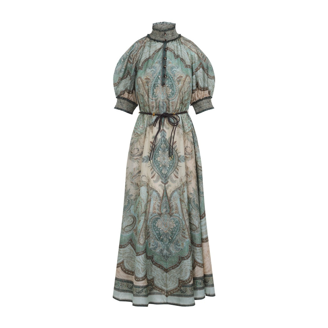 Zimmermann Tapestry Teal Multicolor Silk Wanderlust Billow Dress
