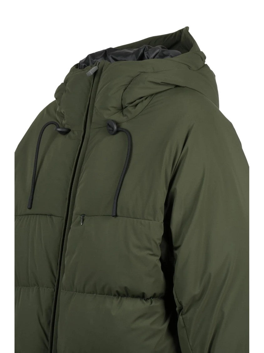 Aspesi Quilted Green Down Jacket With Adjustable Hood And Zip Closure