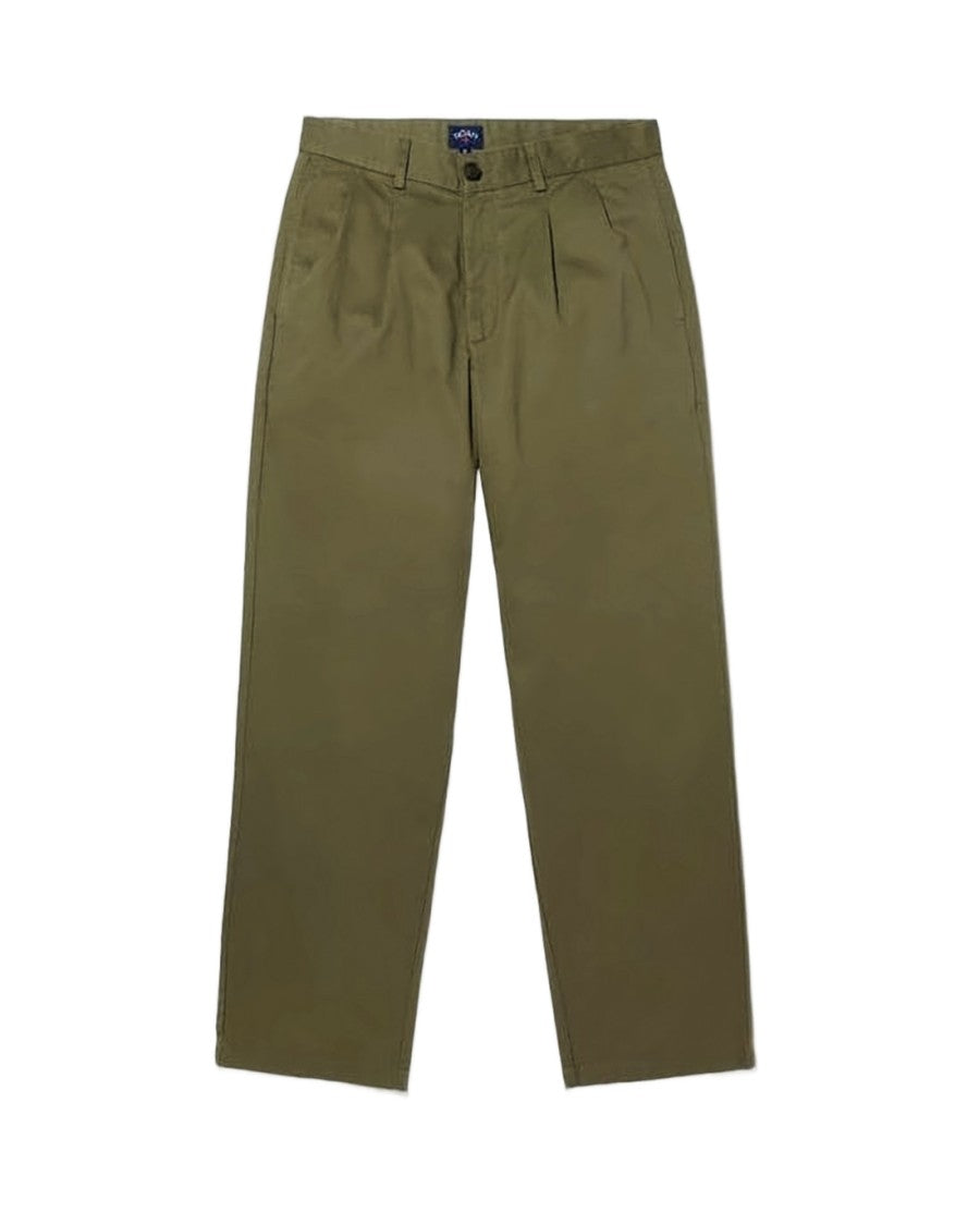Noah Tailored Green Straight Pants With Mid-Rise Waist