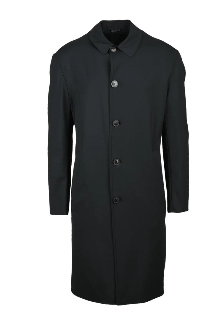Emporio Armani Wool/Elastane Overcoat - Black