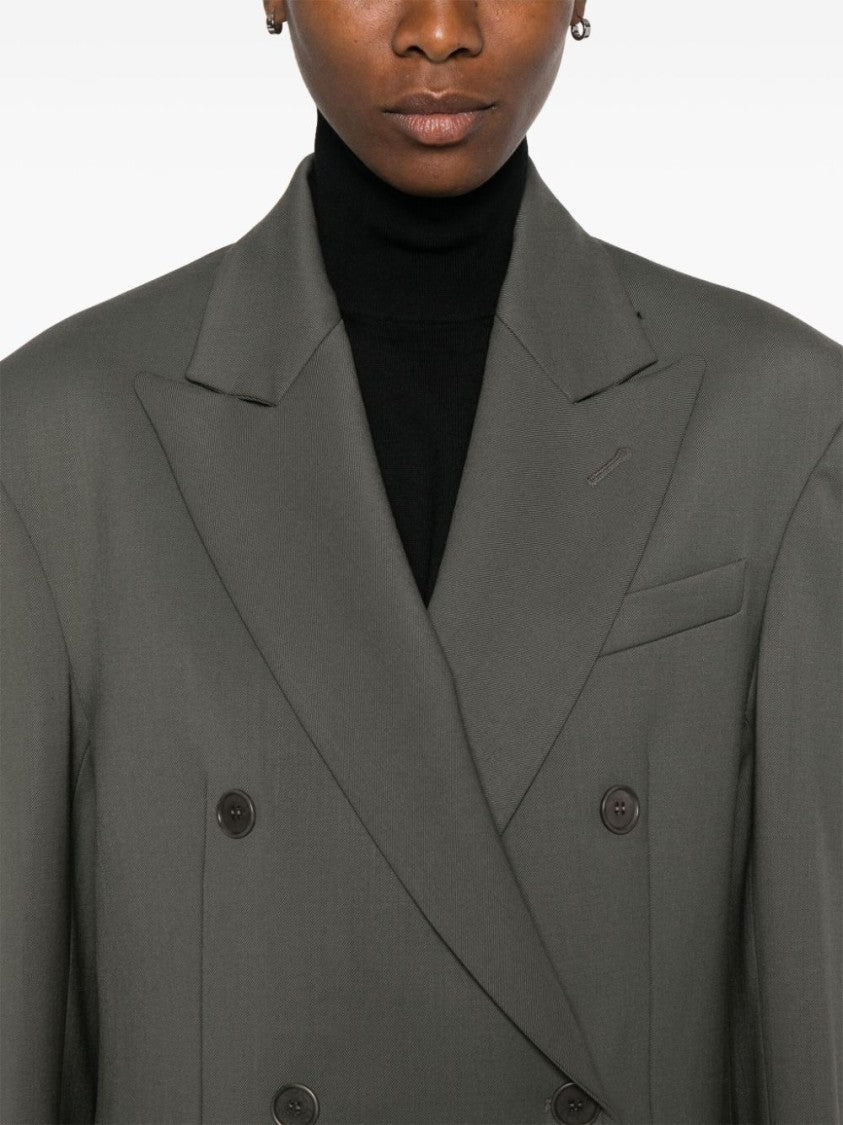 Parosh Ivy Green Virgin Wool Blend Twill Blazer