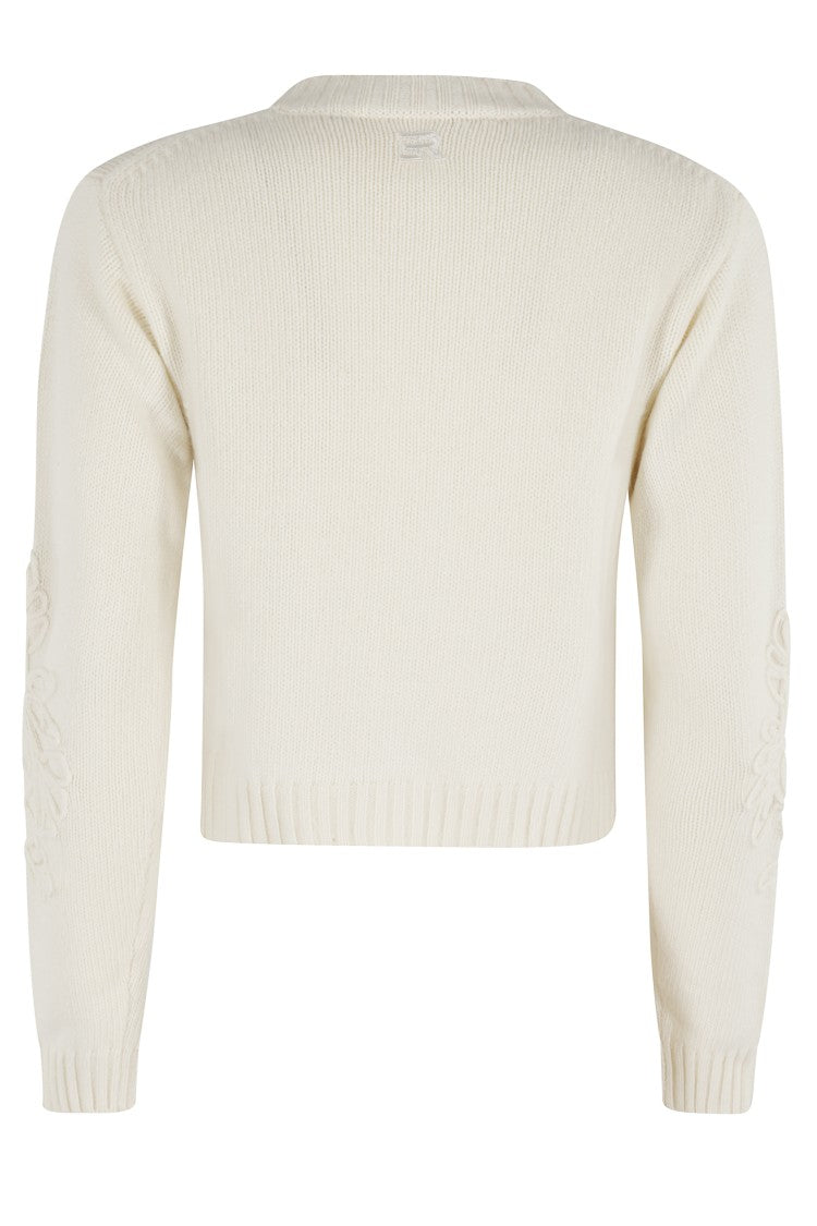 Ermanno Firenze Cropped Cardigan With Applique Embroidery