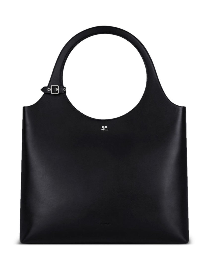 Courrèges Black Bag With Magnetic Fastening And Dual Handles