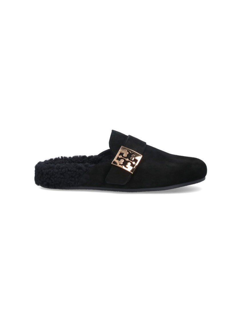 Tory Burch Mellow Suede Mules – Black