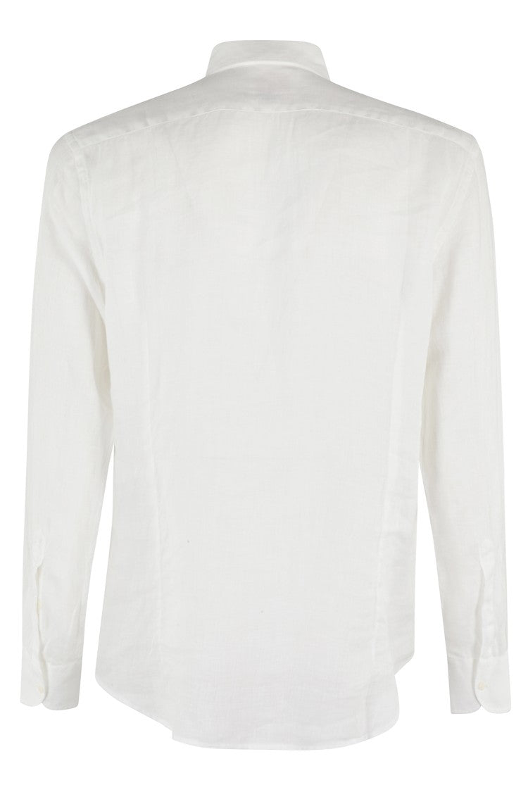Mc2 Saint Barth Long-Sleeve Linen Shirt With Classic Collar
