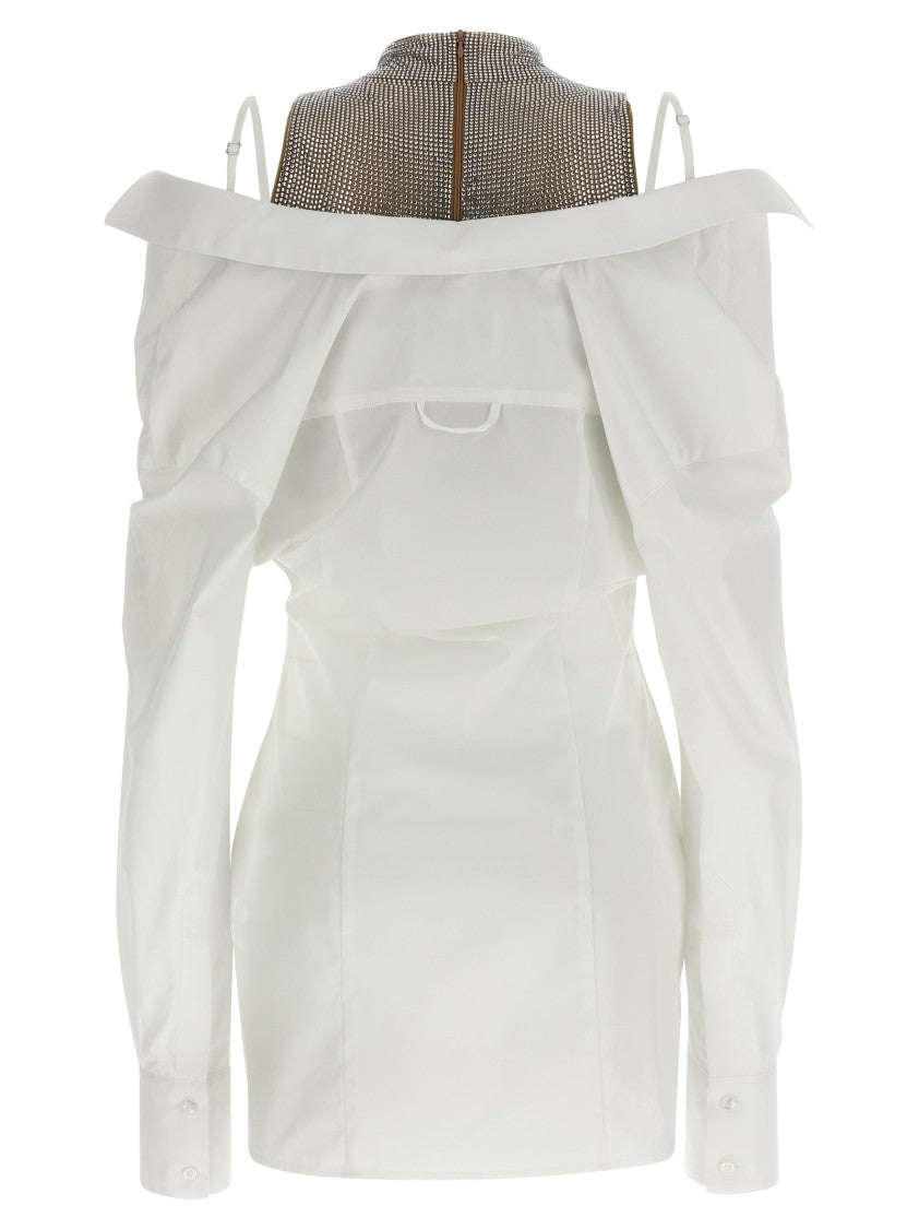 Giuseppe Di Morabito Rhinestone-Appliqué Mini Chemisier Dress With Crop Style
