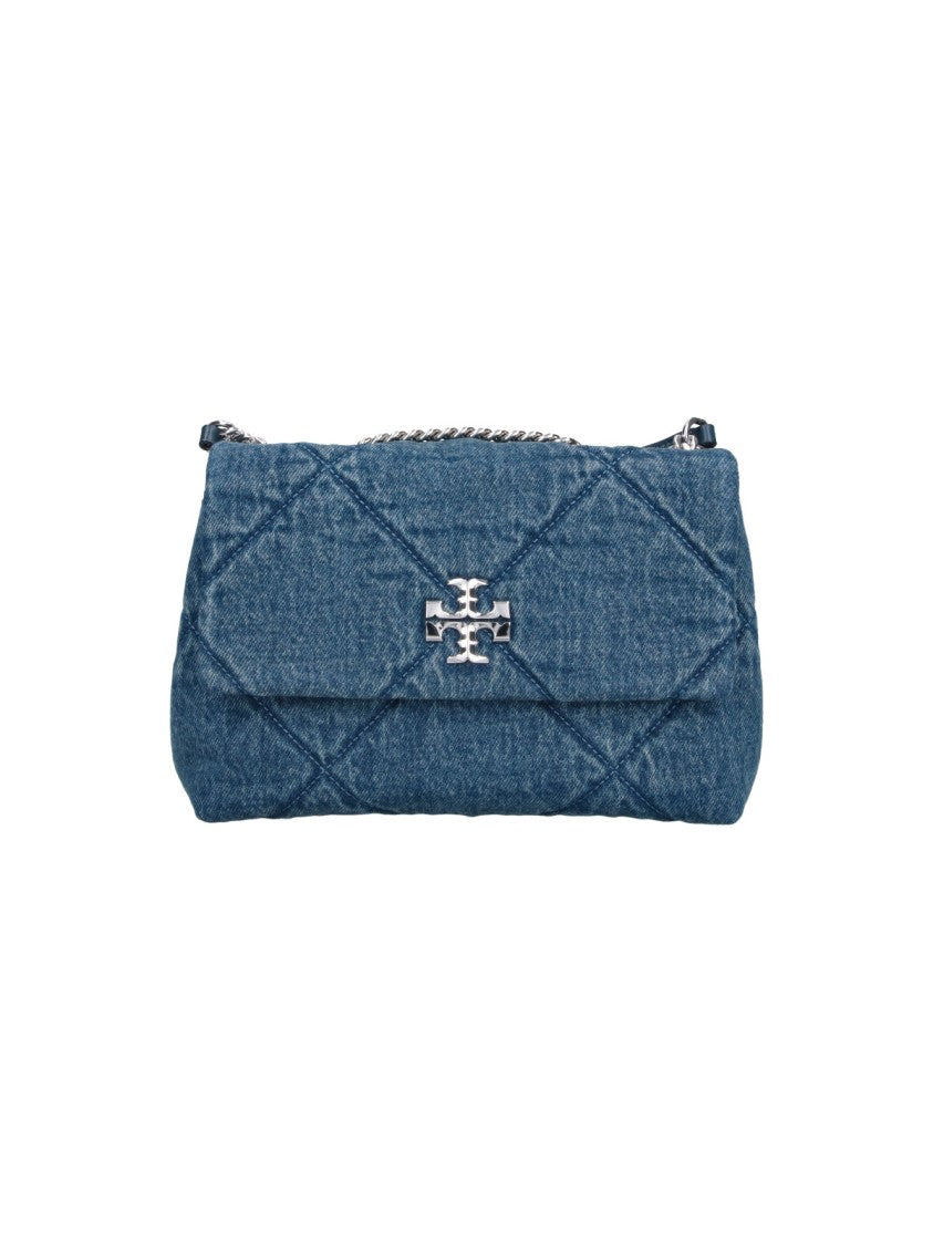 Tory Burch Blue Kira Quilted Cotton Bag