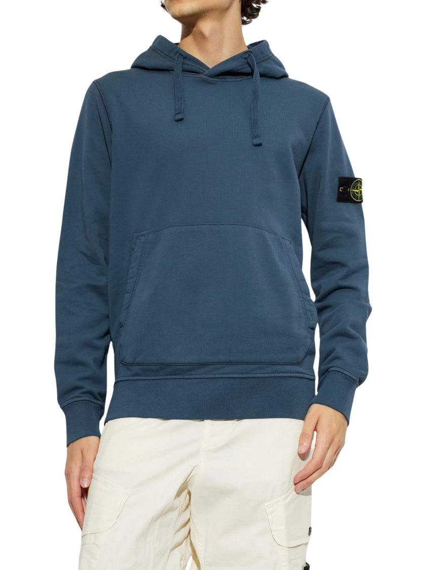 Stone Island Organic Cotton Fleece Hoodie With Drawstring And Pouch Pocket