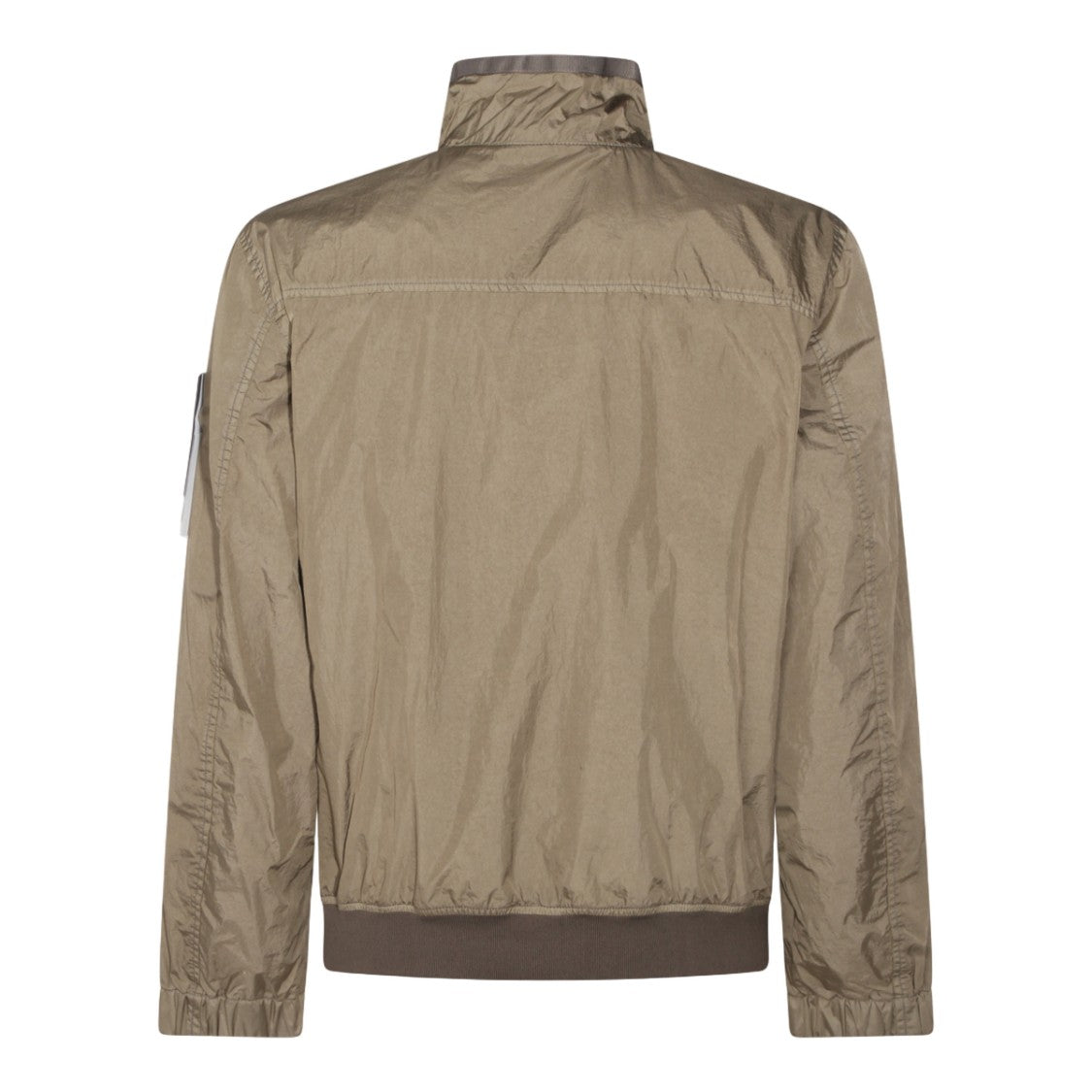 Stone Island Brown Lightweight Jacket With High Collar And Ribbed Cuffs
