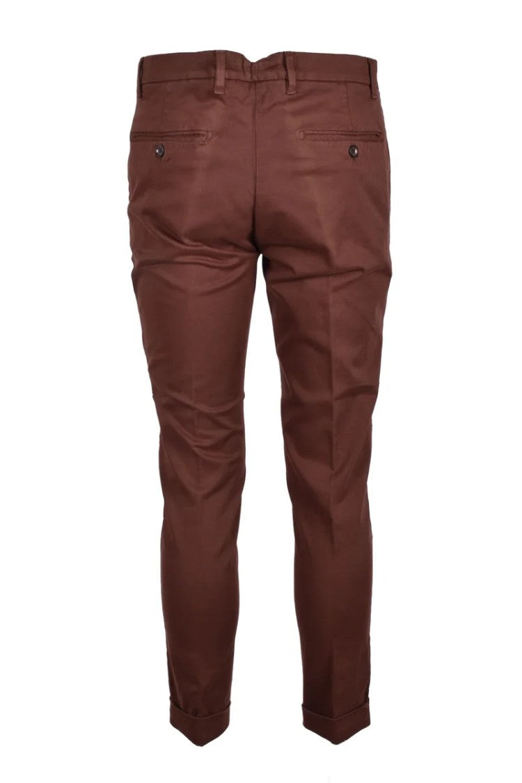 Laboratori Italiani Slim-Fit Brown Trousers With Classic Design And Comfortable Stretch