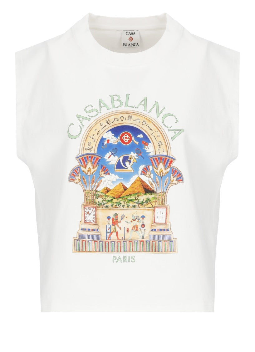 Casablanca White Bright Egyptian Arch Tank Top