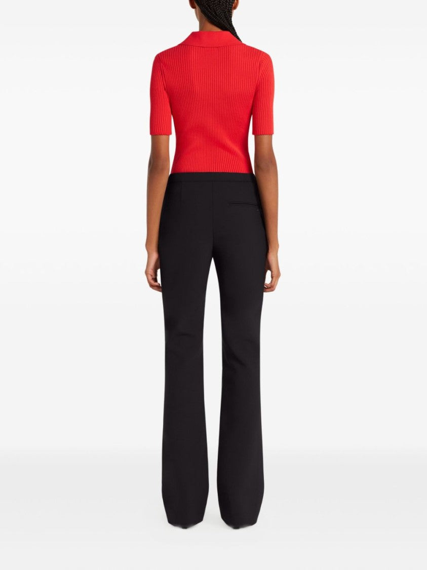 Courrèges Red Short Sleeve Button Placket Sweater