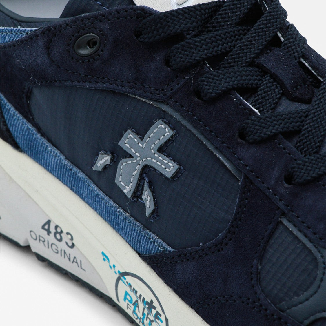 Premiata Navy Suede And Fabric Sneakers