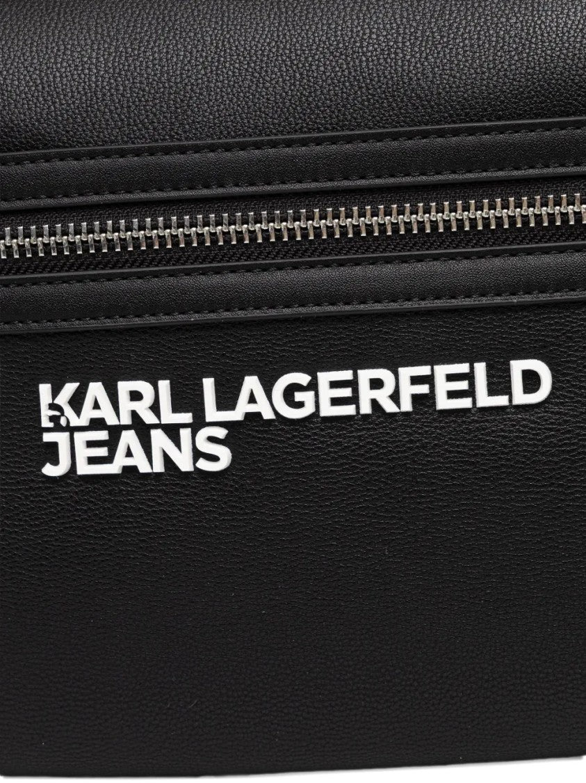 Karl Lagerfeld Structured Black Backpack With Adjustable Straps And Versatile Carrying Options