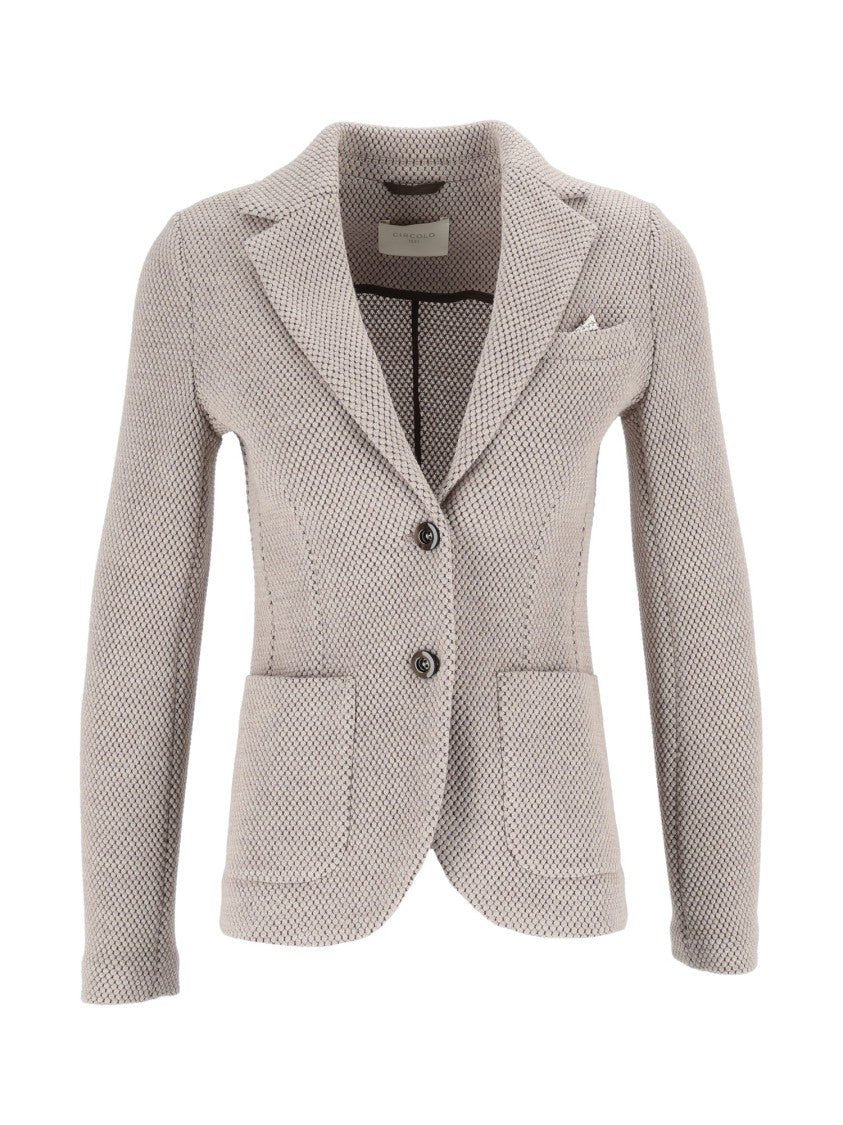 Circolo 1901 Virgin Wool Textured Knit Slim Jacket