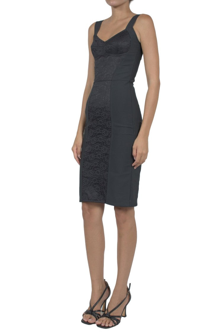 Dolce & Gabbana Black Sweetheart Sheath Polyester-Blend Mini Dress