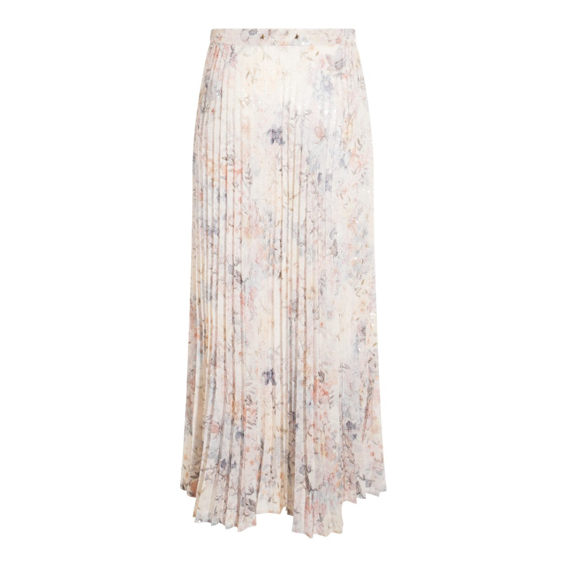 Golden Goose Midi-Length Floral Pleated Skirt With Flared Silhouette