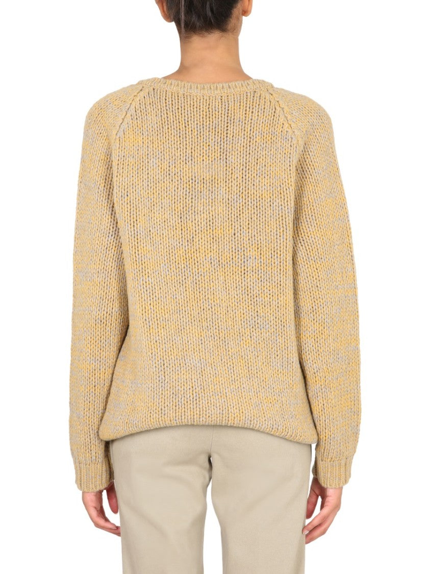 Aspesi V-Neck Knit Sweater In Virgin Wool