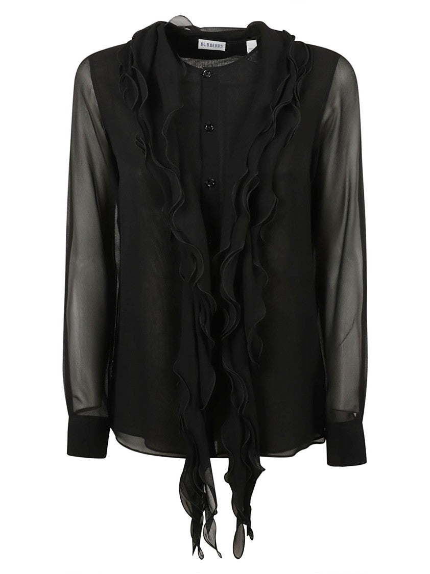 Burberry Lightweight Black Shirt With Sheer Design