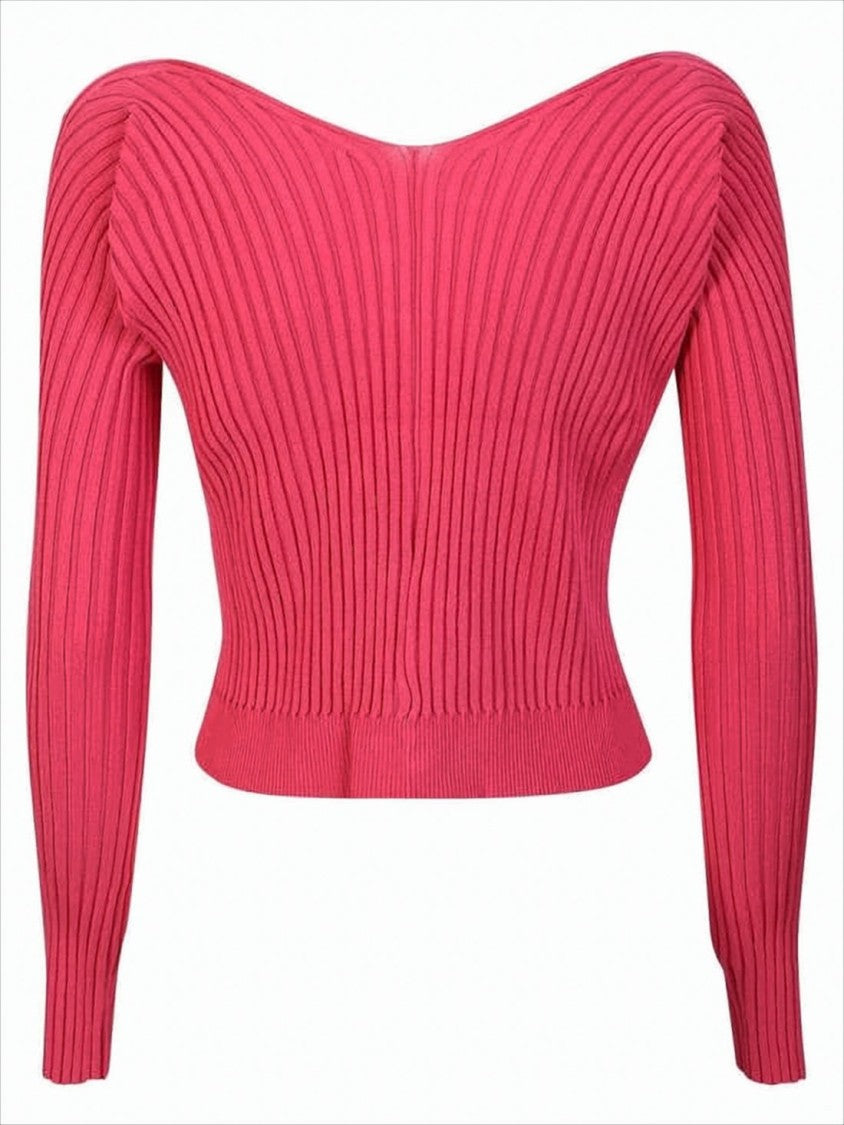 Jacquemus Cropped Knit Cardigan With Deep V-Neck And Unique Closure