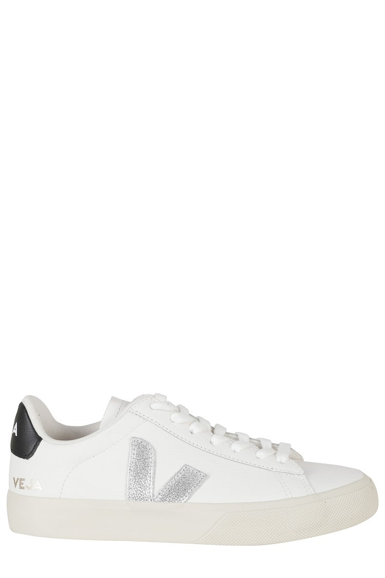 Veja White Campo Contrast Logo Leather Low-Top Sneakers
