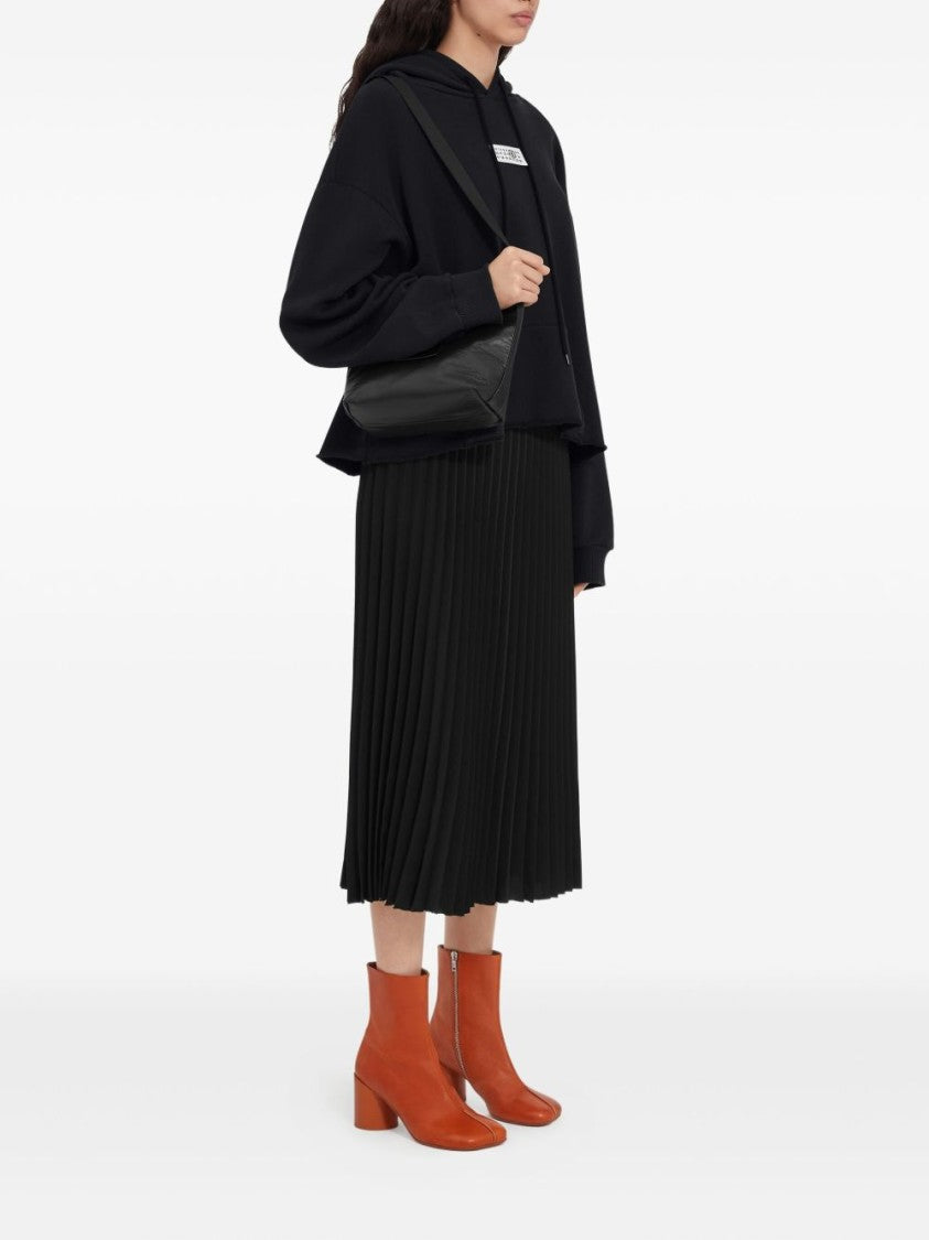 Mm6 By Maison Margiela Black Cropped Raw-Cut Hoodie