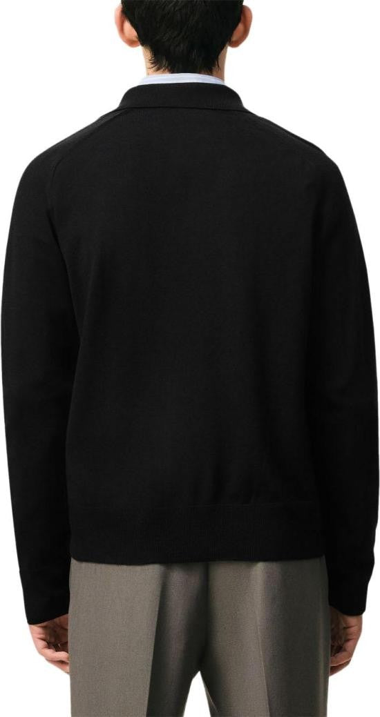 Ami Paris Classic Black Wool Cardigan With Embroidered Heart Emblem