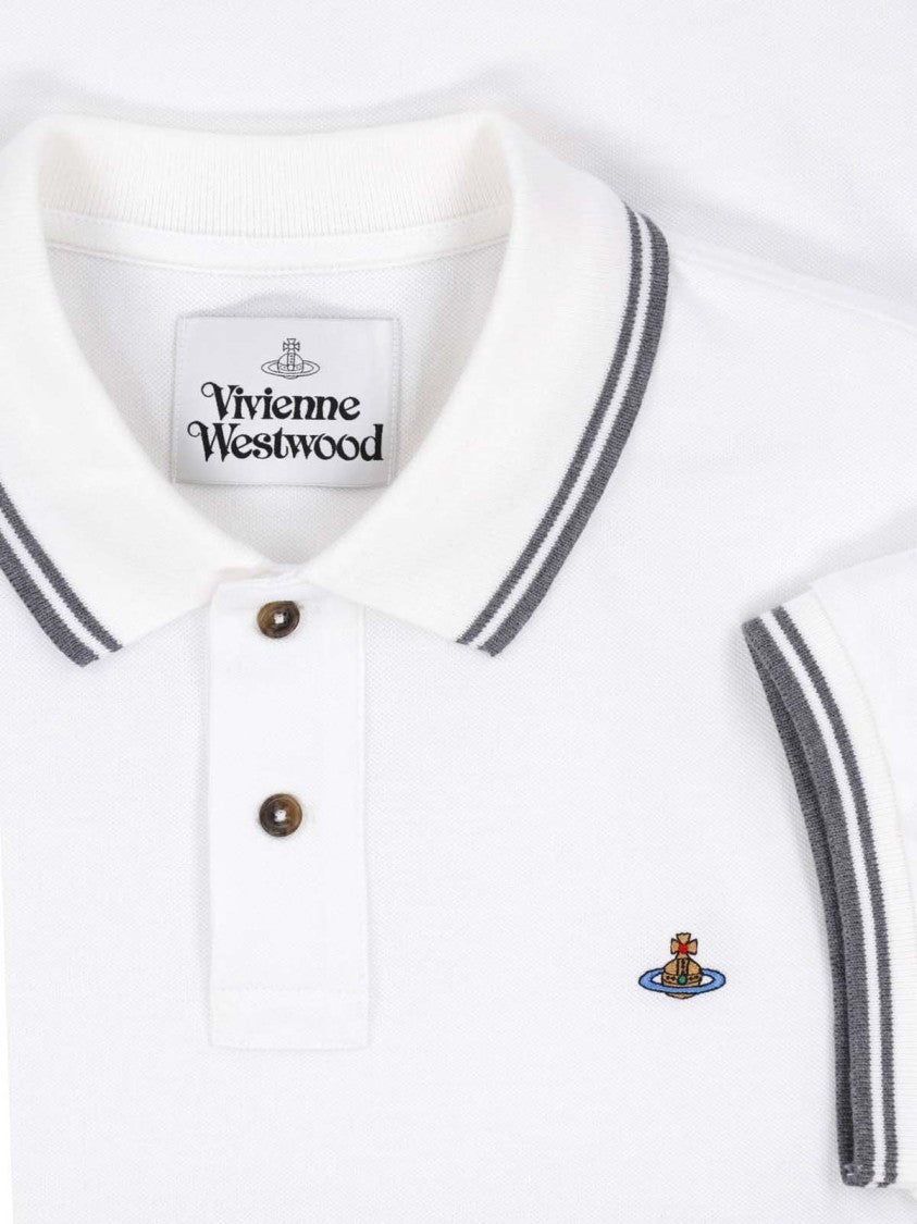 Vivienne Westwood Short-Sleeve Polo Shirt With Grey Double Stripes