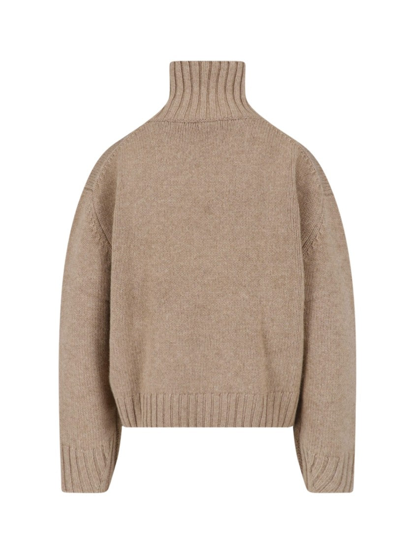 Almada Cropped Turtleneck Sweater In Wool And Cashmere Blend