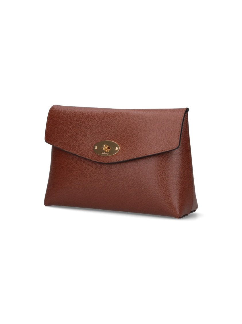 Mulberry "Darley" Make-Up Pouch In Brown Calfskin