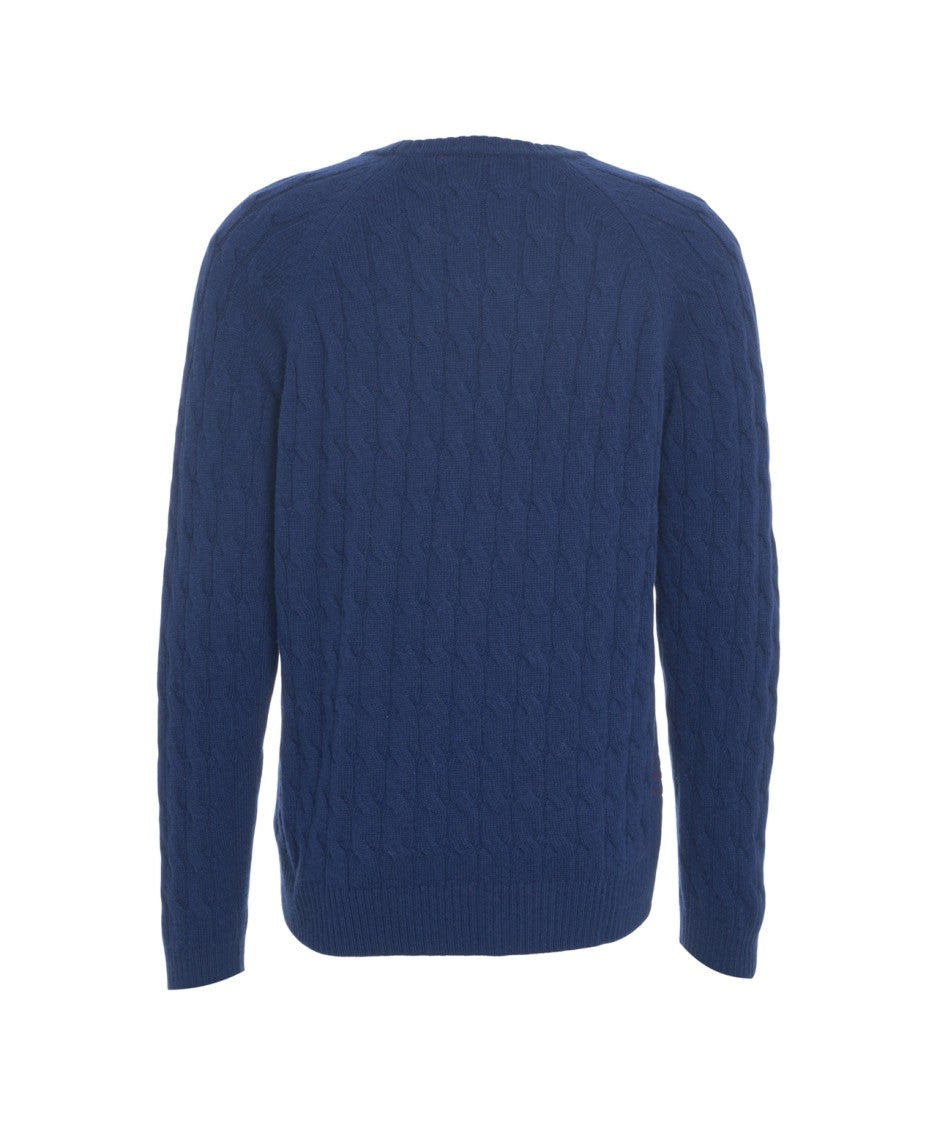 Amaranto Cable-Knit Sweater With Round Neckline And Ribbed Finishing