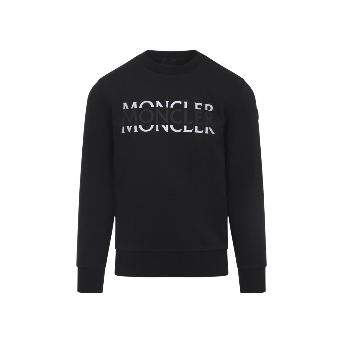 Moncler Signature Black Cotton Sweatshirt With Iconic Logo Details