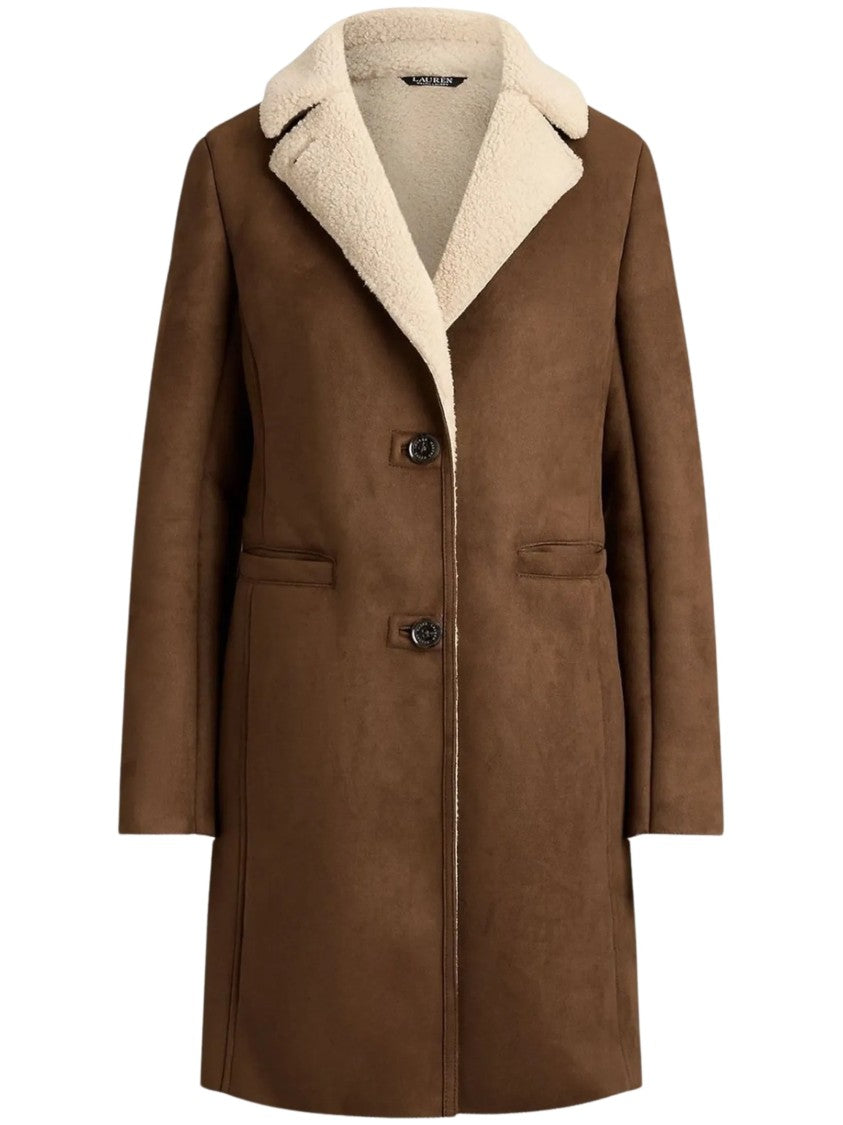 Lauren Ralph Lauren Plush Lining Shearling-Effect Notch-Lapel Coat