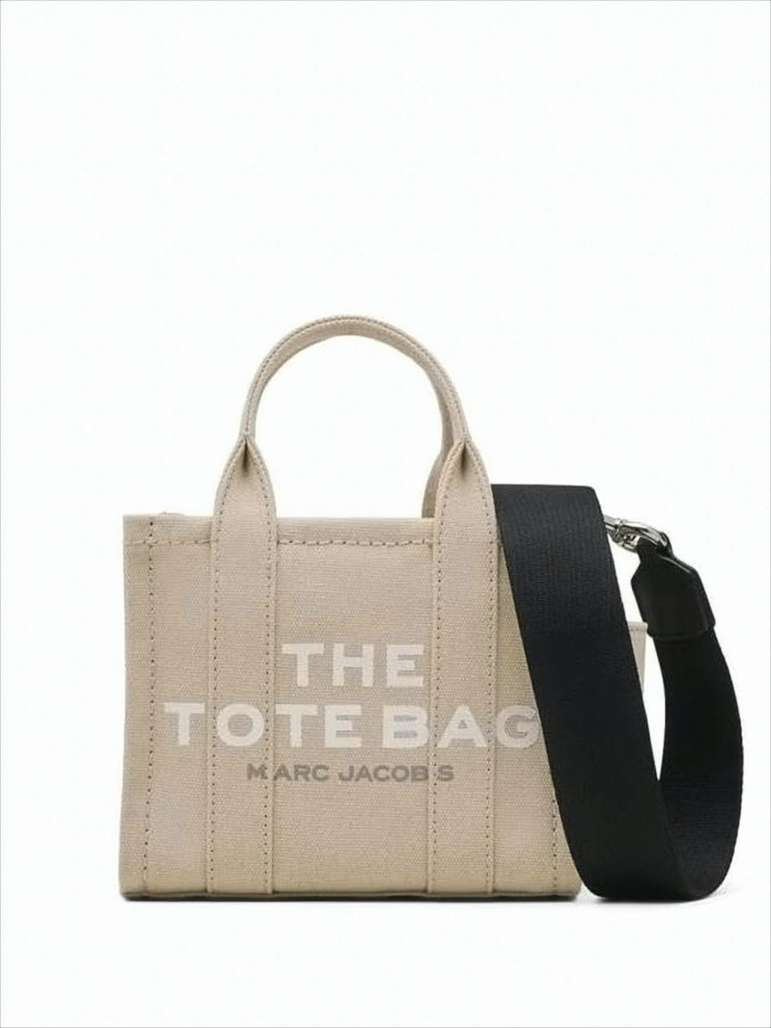 Marc Jacobs Compact Beige Cotton Canvas Tote With Detachable Strap