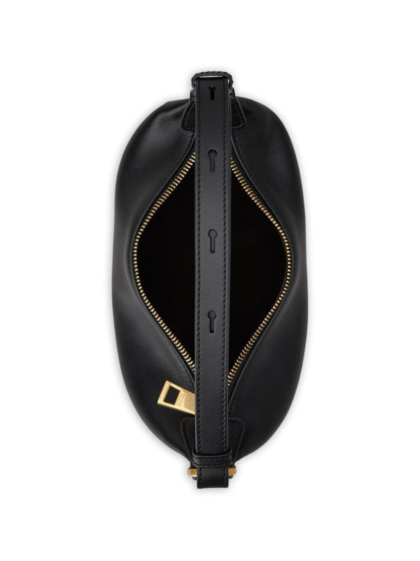 Tod's Sleek Black Handbag With Gold-Tone Studs And Adjustable Strap