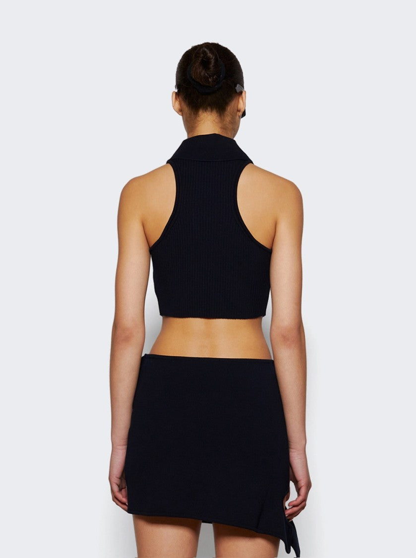 Courrèges Scuba Rib Knit Top Navy