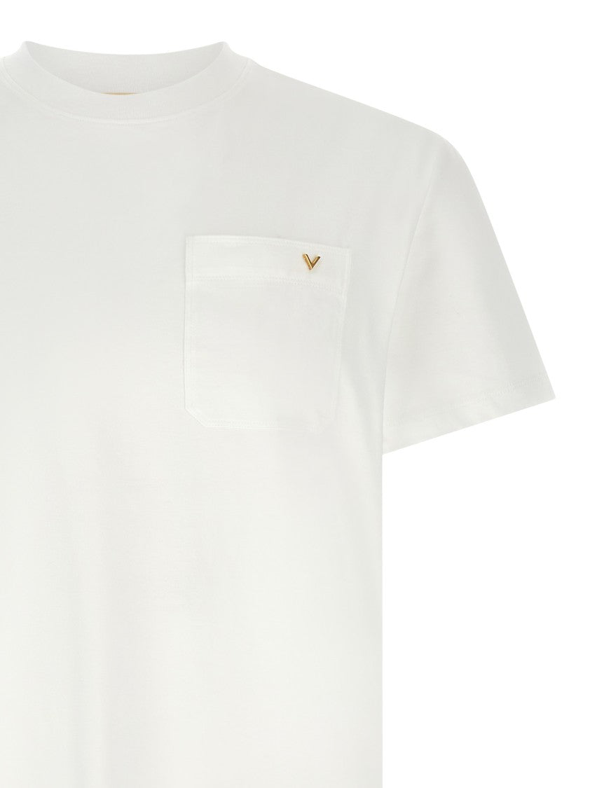 Valentino Garavani Crew Neck T-Shirt With Antiqued 'V' Emblem